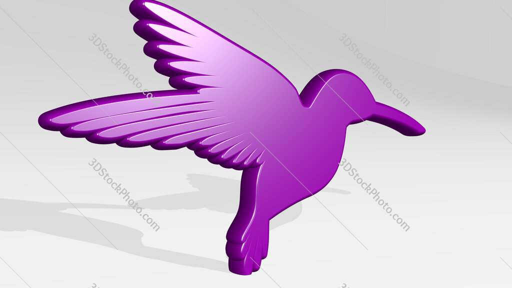 humming bird 3D icon casting shadow