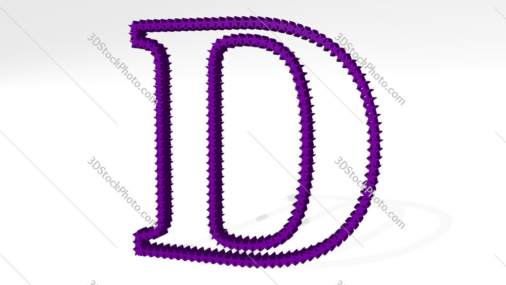 letter D made of stars 3D icon casting shadow