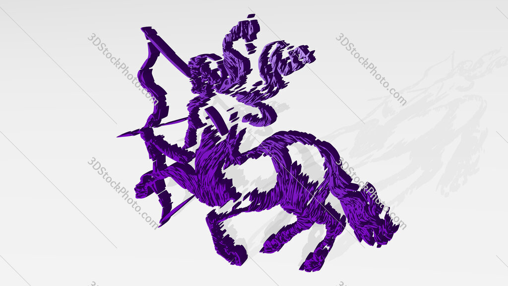 drawing o centaur horse with human head 3D icon casting shadow