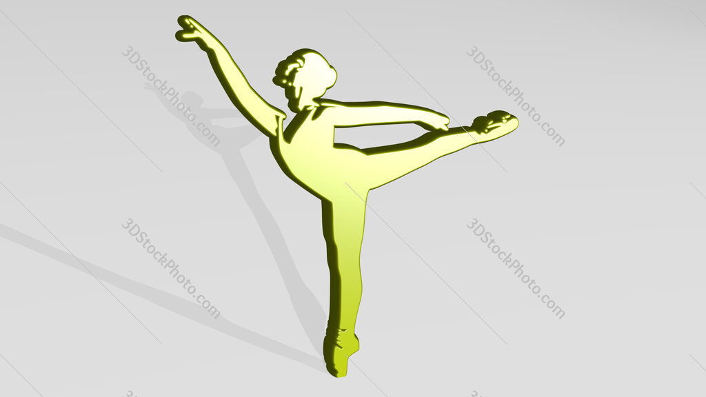 girl doing ballet 3D icon casting shadow