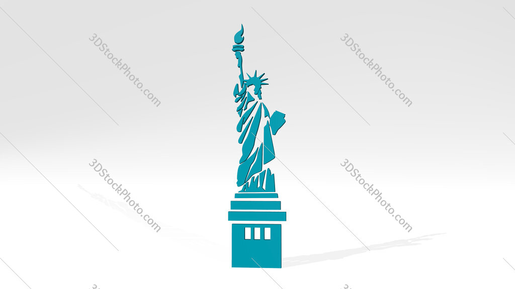 American statue of liberty 3D icon casting shadow