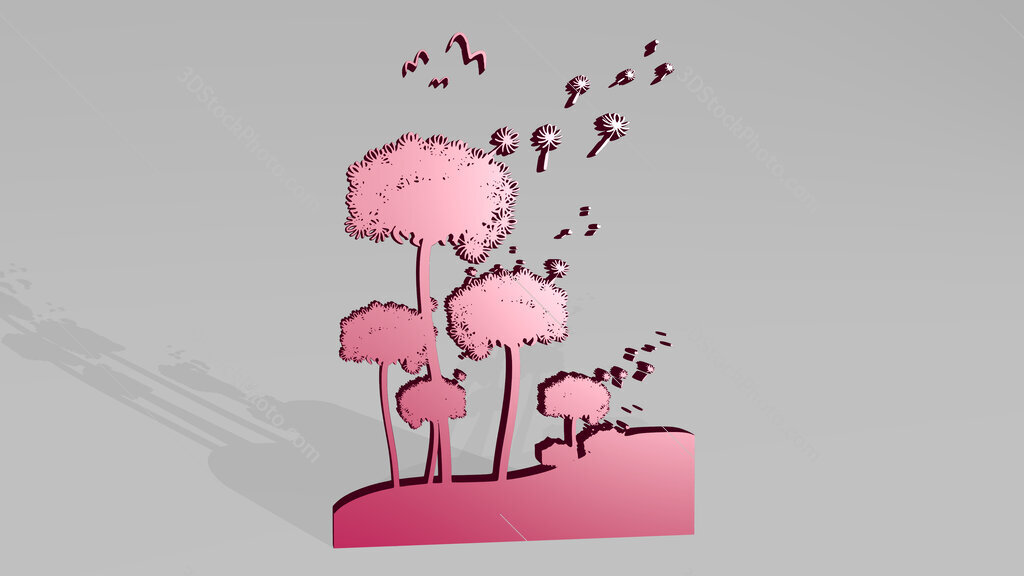 floral 3D icon casting shadow