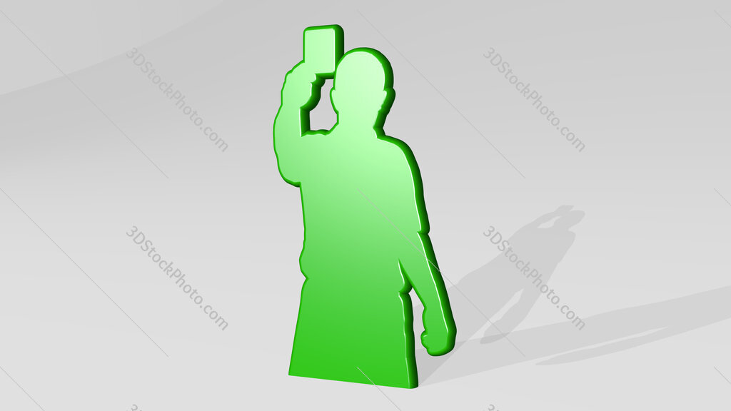 referee given yellow card 3D icon casting shadow