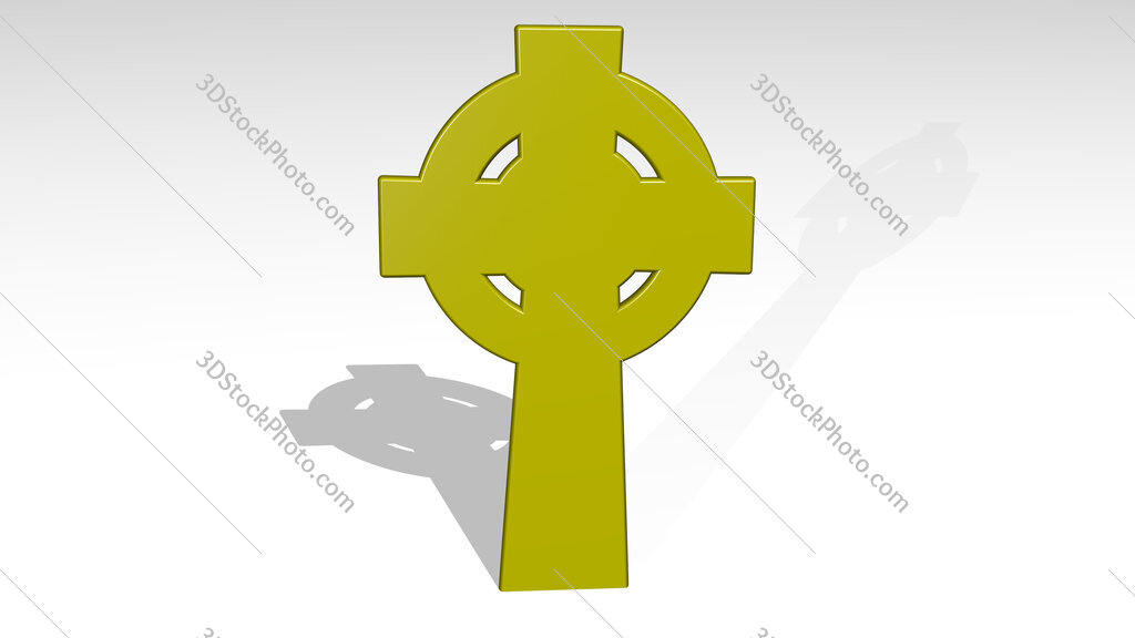 Christian cross 3D icon casting shadow