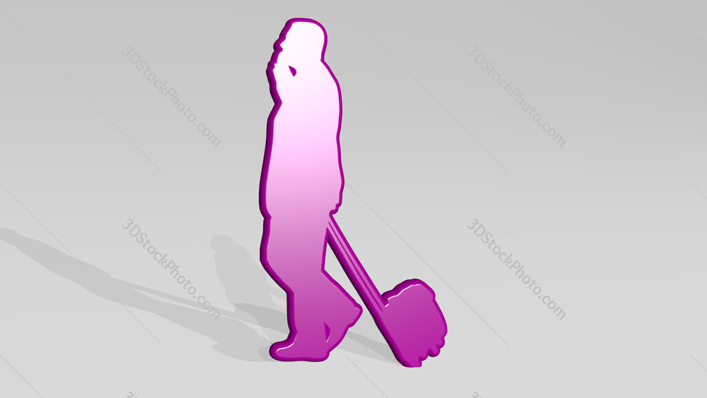 man traveling 3D icon casting shadow