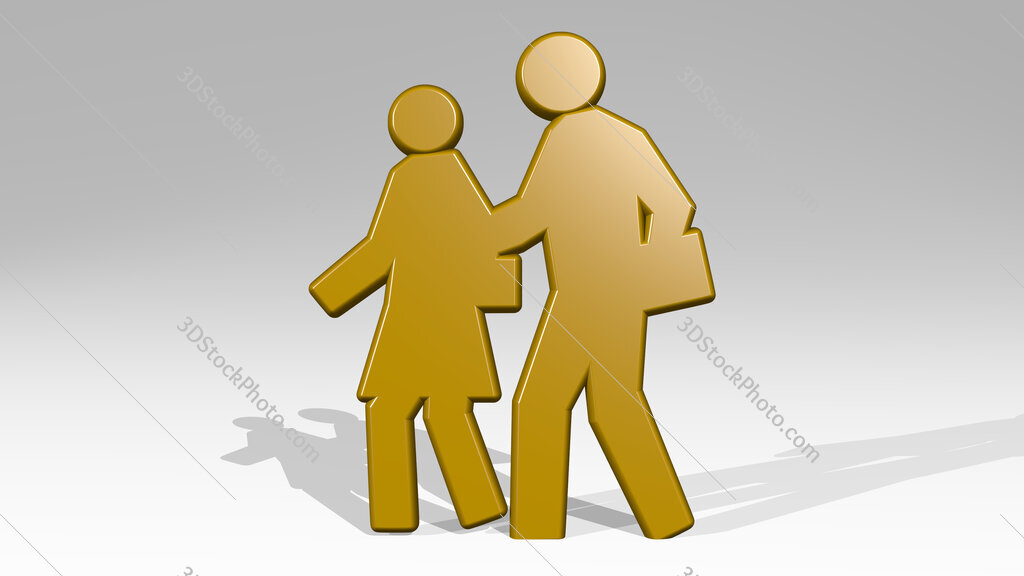man and woman going to work 3D icon casting shadow