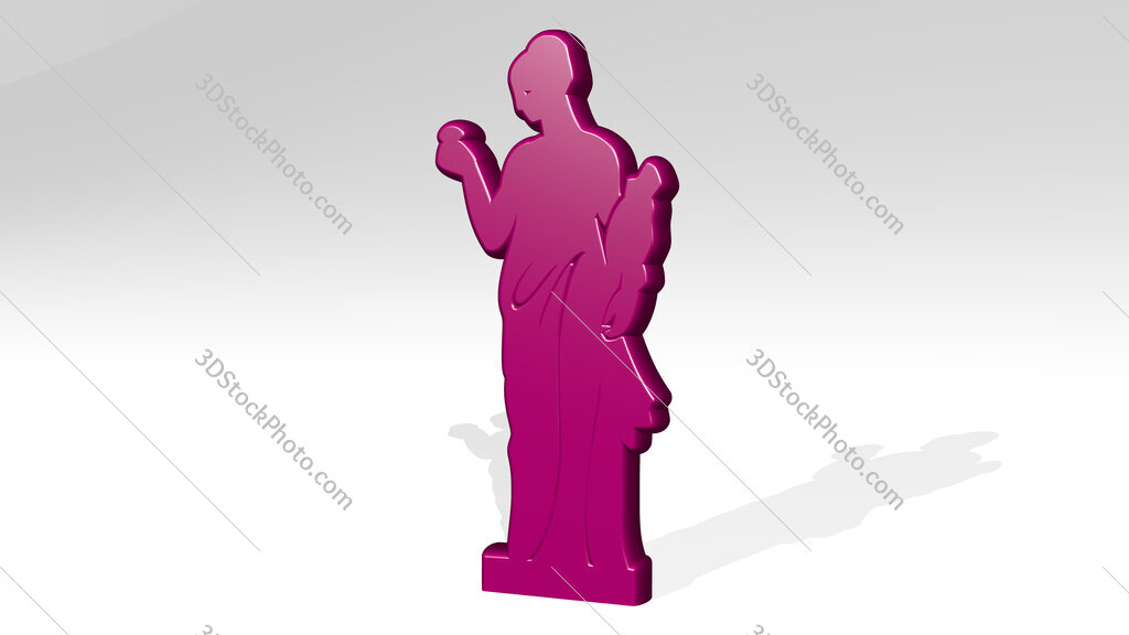 woman statue 3D icon casting shadow