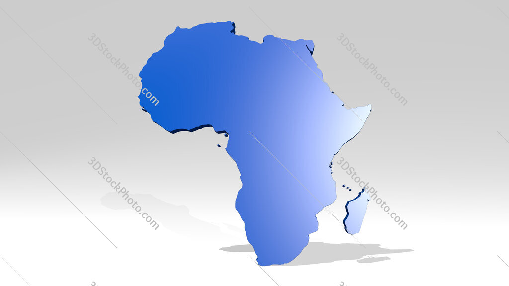 map of Africa 3D icon casting shadow