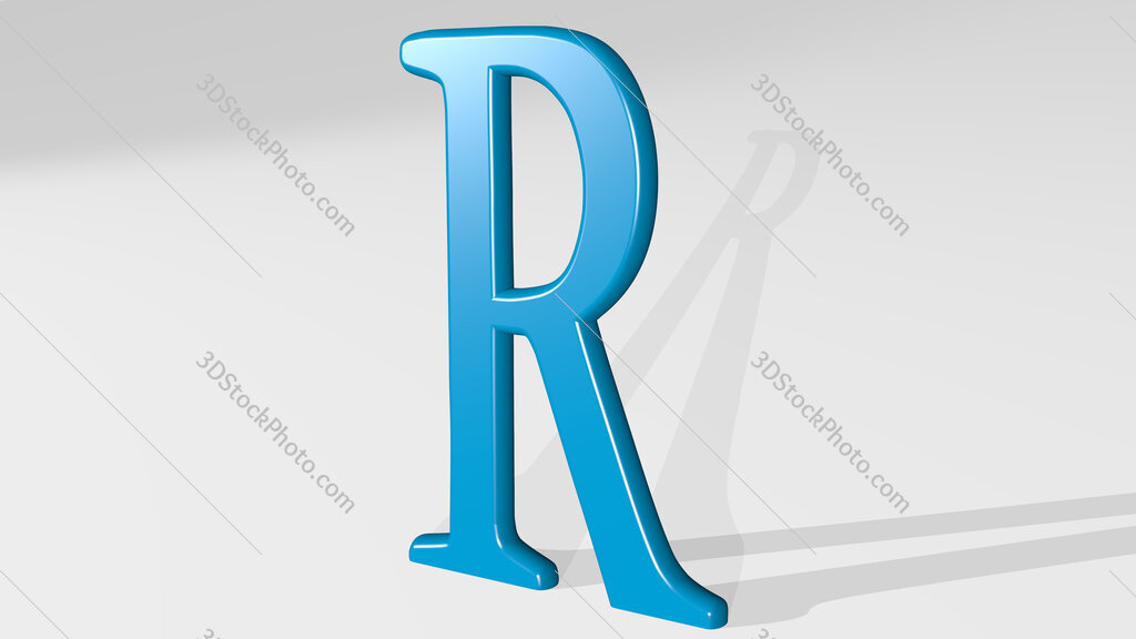 letter R 3D icon casting shadow