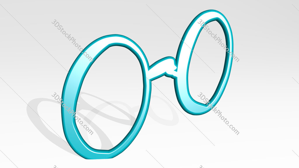 round glasses 3D icon casting shadow
