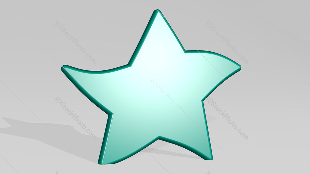curved star 3D icon casting shadow