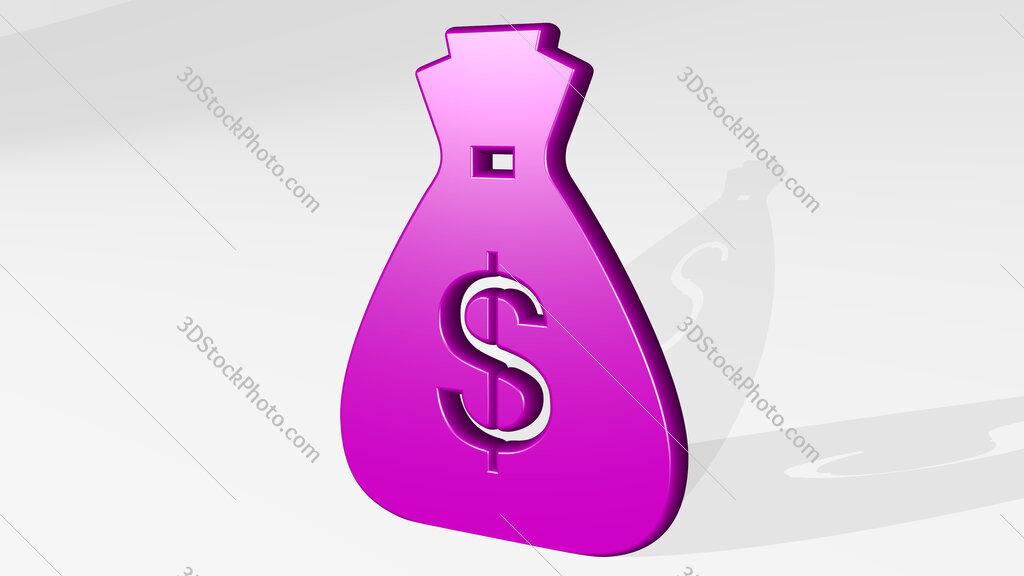 bag of money 3D icon casting shadow