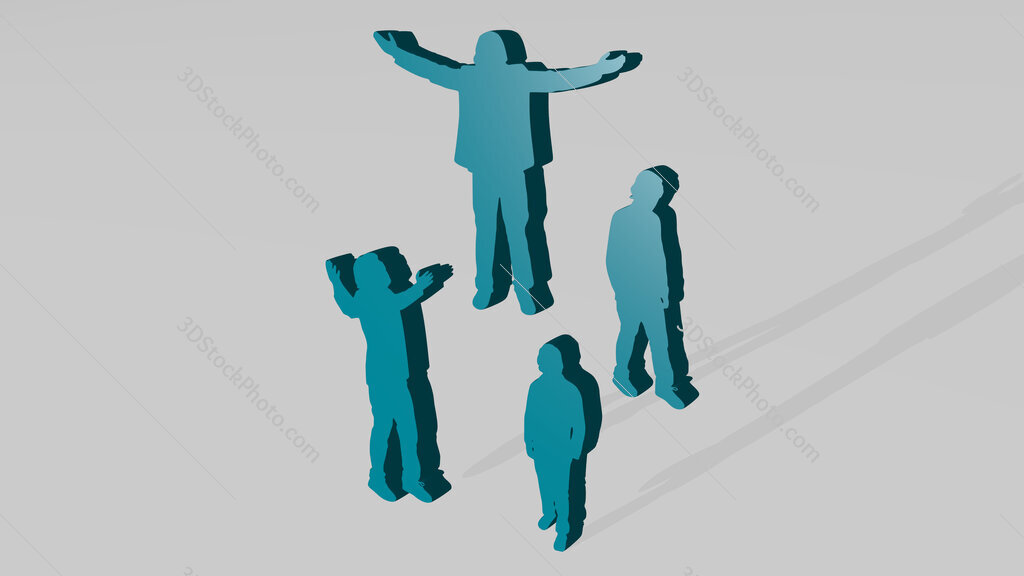 man with joy and sad emotion 3D icon casting shadow