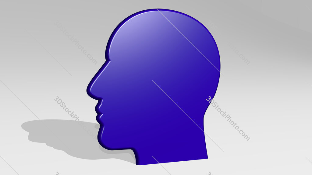 head 3D icon casting shadow