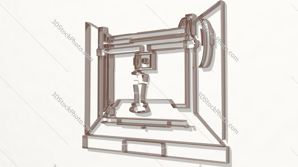 3D printer 3D drawing icon