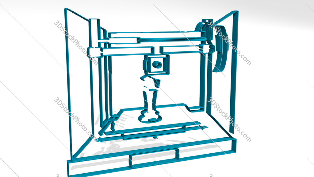 3D printer 3D icon casting shadow