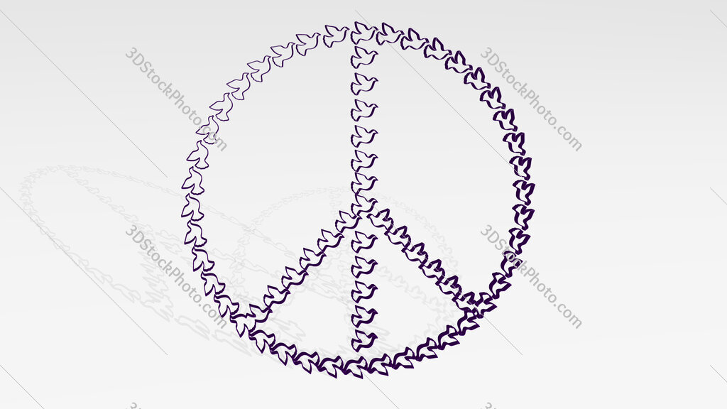 peace symbol made by dove 3D icon casting shadow
