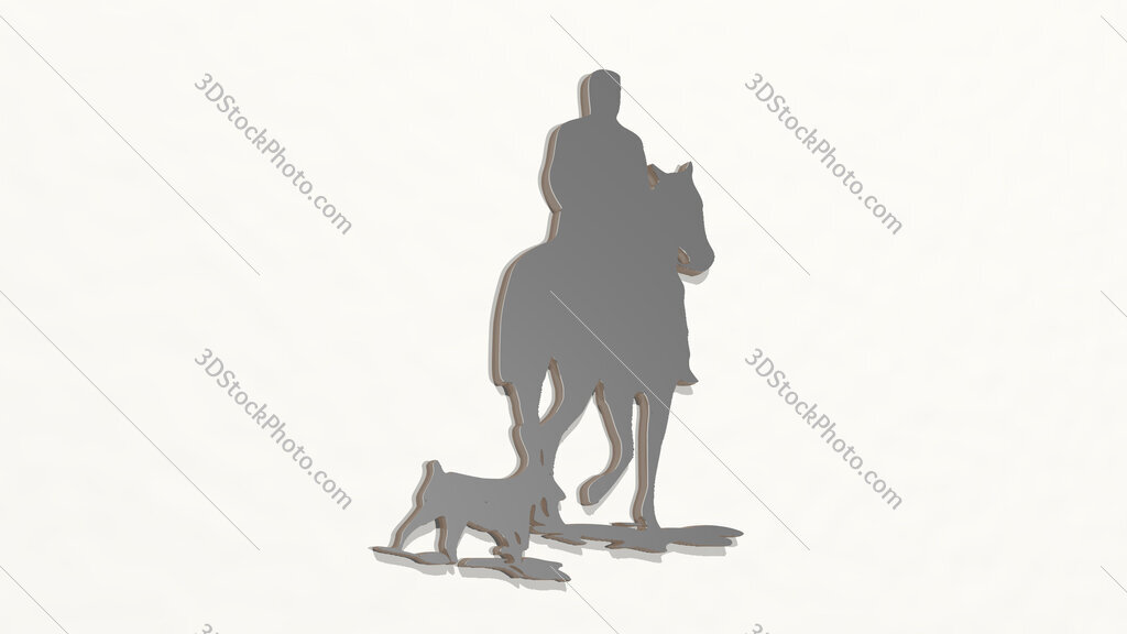 man ridding horse with his dog 