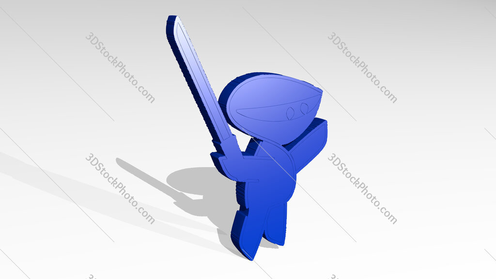 toy with sword 3D drawing icon on white floor