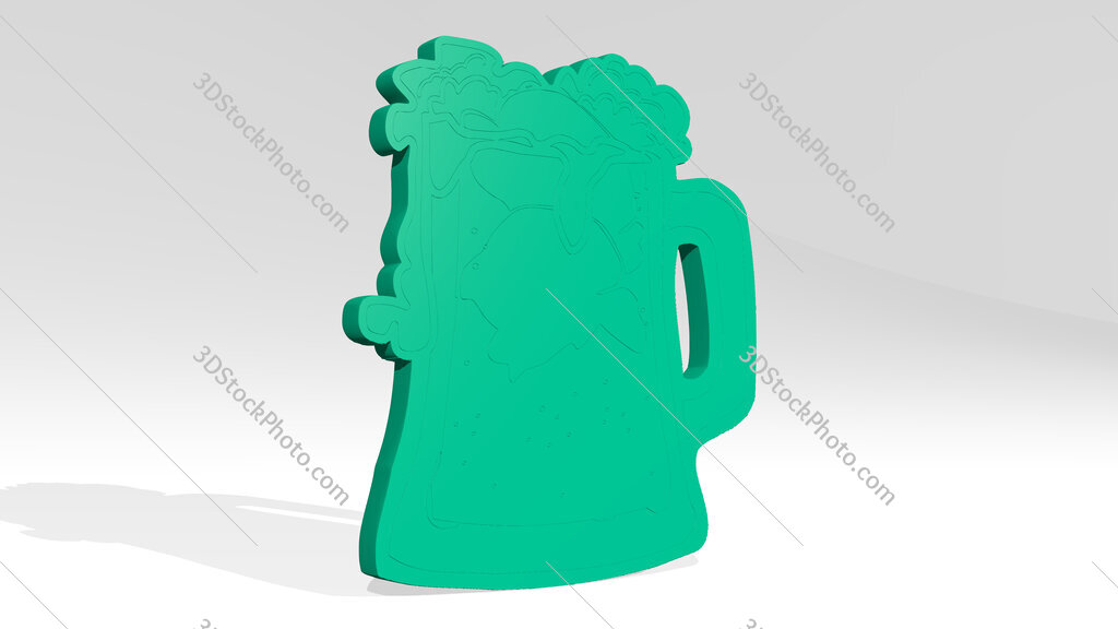 beer mug 3D drawing icon on white floor