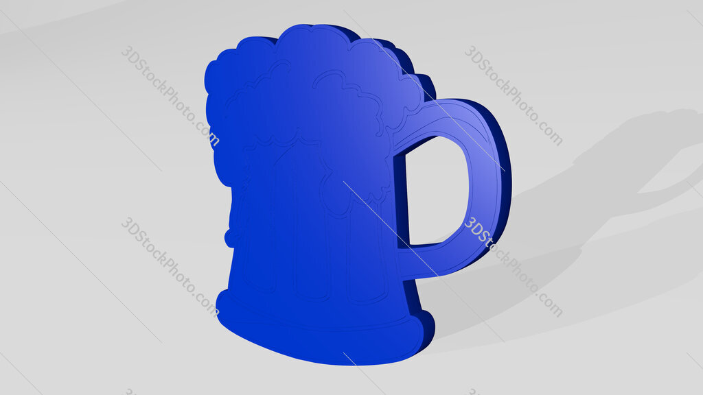 mug of beer 3D drawing icon on white floor