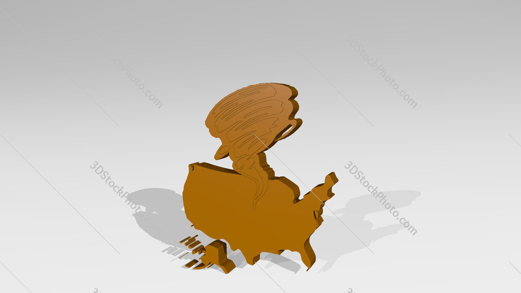 tornado in the US 3D drawing icon on white floor