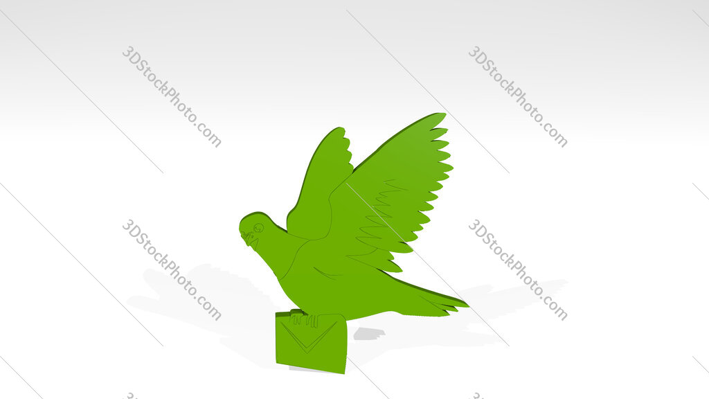 bird letter 3D drawing icon on white floor
