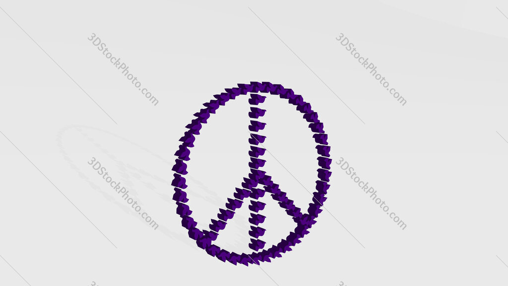 peace symbol made by dove 3D drawing icon on white floor