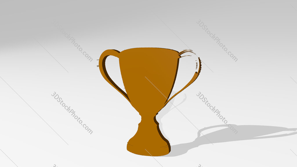 trophy 3D drawing icon on white floor