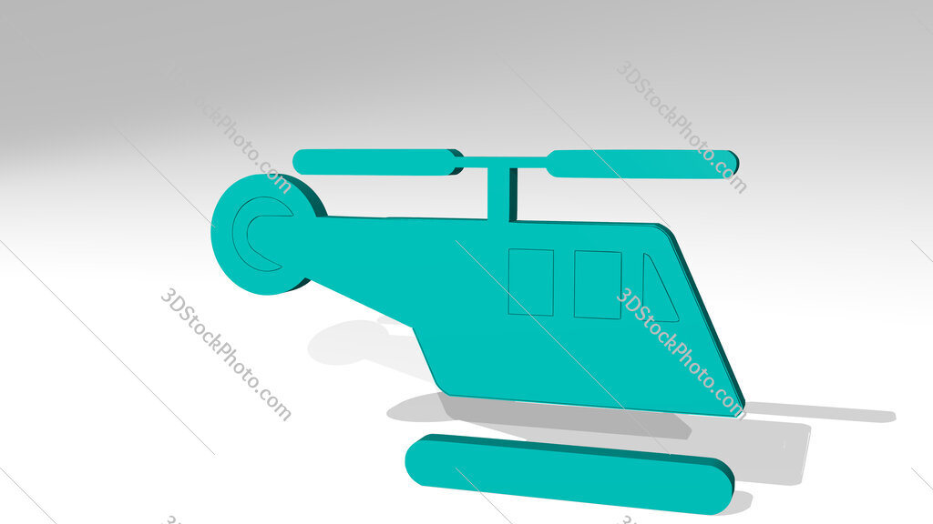 basic helicopter 3D drawing icon on white floor
