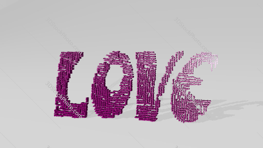 Love by words 3D drawing icon on white floor
