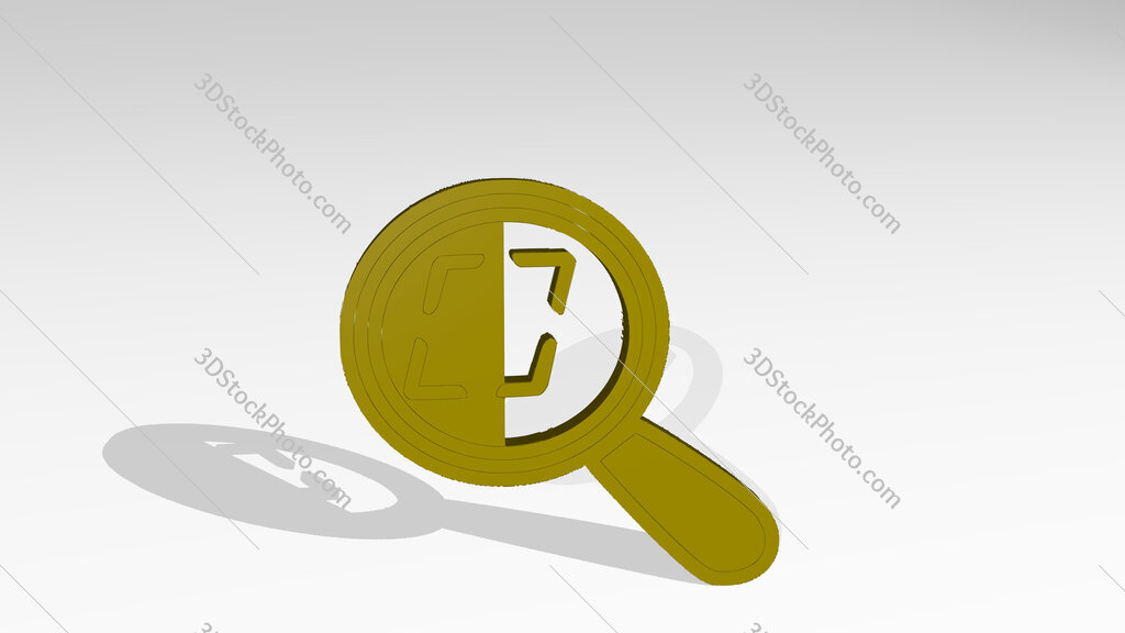 magnifying glass 3D drawing icon on white floor
