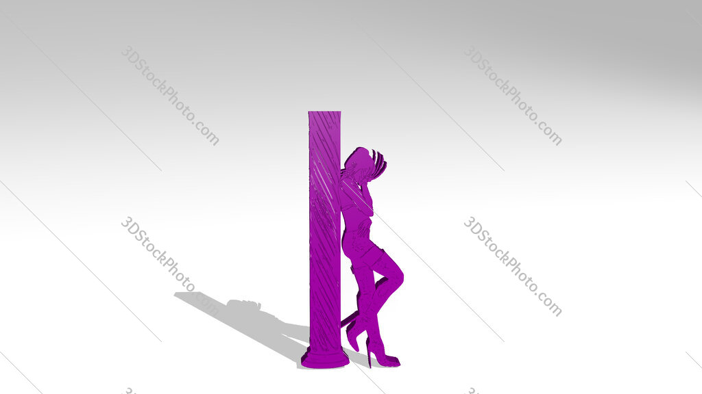 stylish woman siting on the street 3D drawing icon on white floor