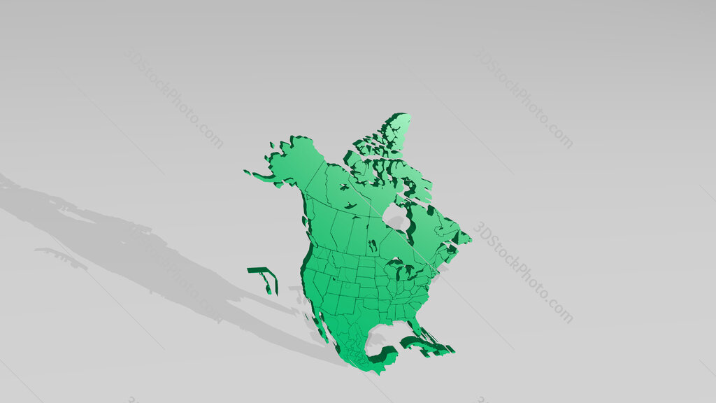 map of North America 3D drawing icon on white floor