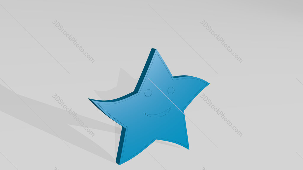 curved star 3D drawing icon on white floor