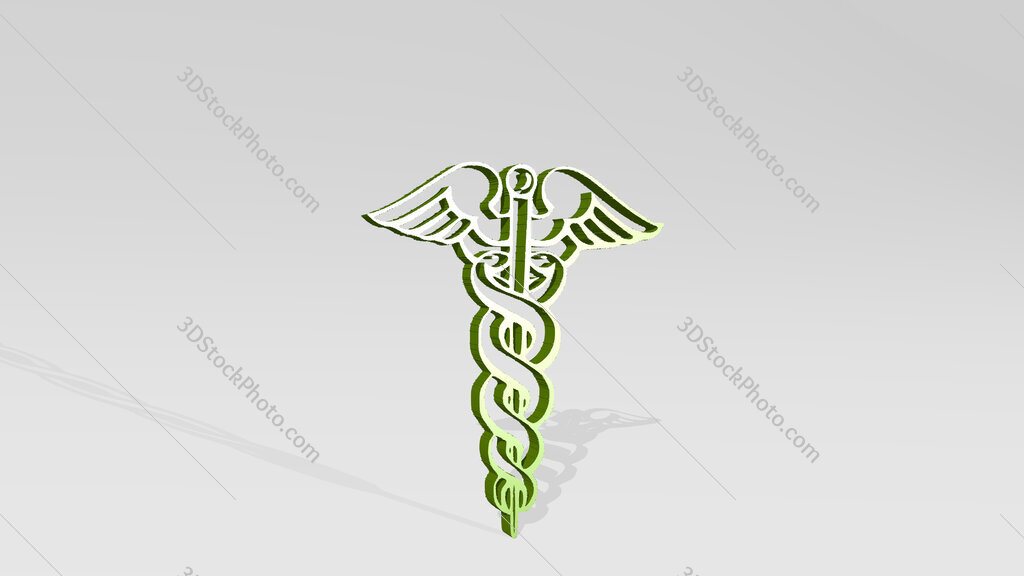 medical snakes sign 3D drawing icon on white floor