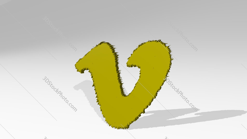 letter V 3D drawing icon on white floor