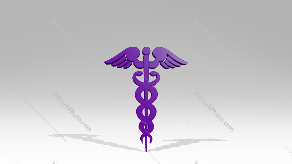 medical snake sign 3D drawing icon on white floor