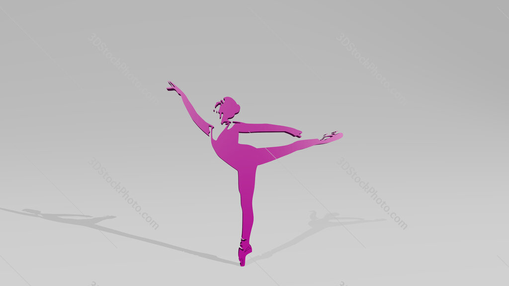 girl doing ballet 3D drawing icon on white floor