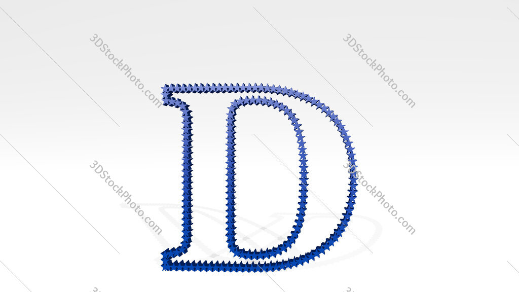 letter D made of stars 3D drawing icon on white floor