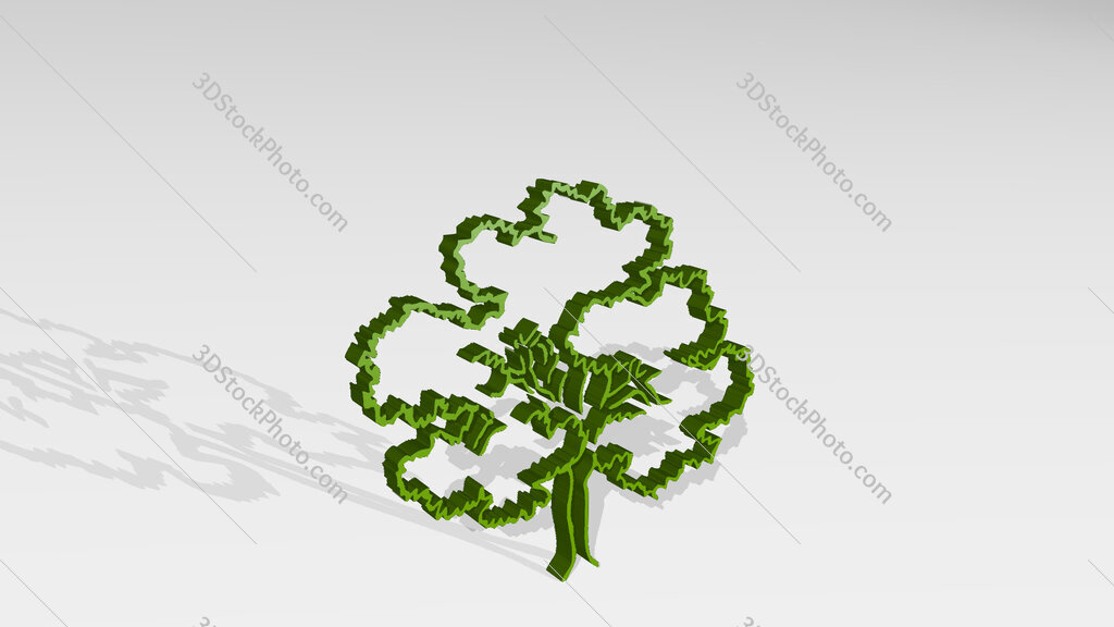 tree pencile drawing 3D drawing icon on white floor