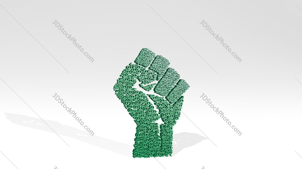 protest hand by peace sign 3D drawing icon on white floor