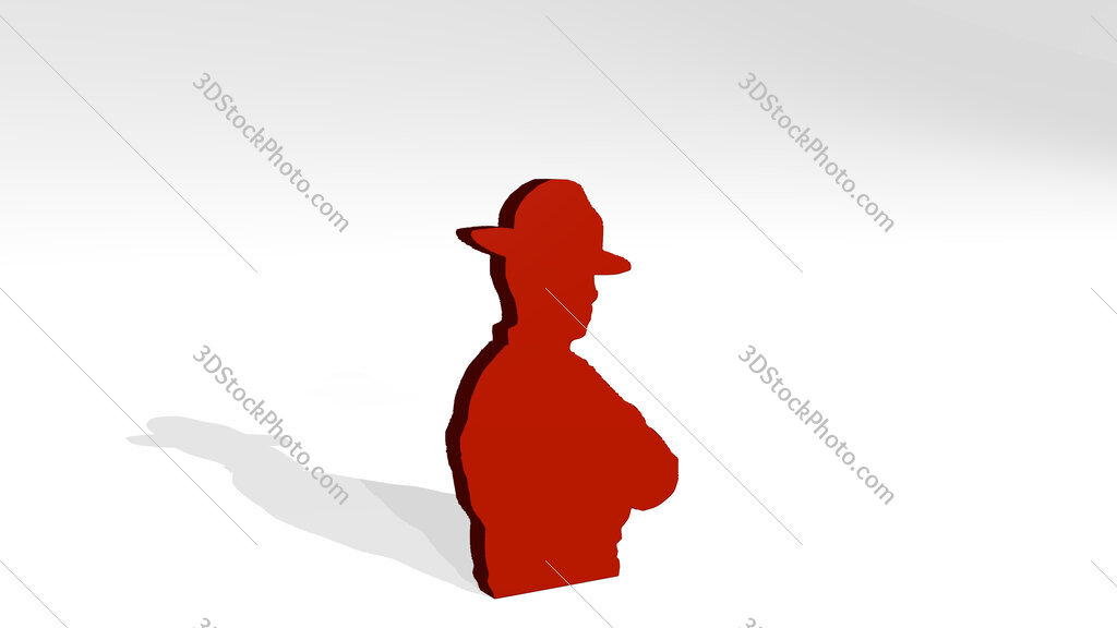 sheriff 3D drawing icon on white floor