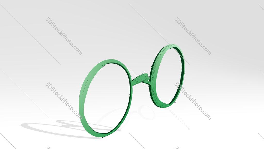 round glasses 3D drawing icon on white floor