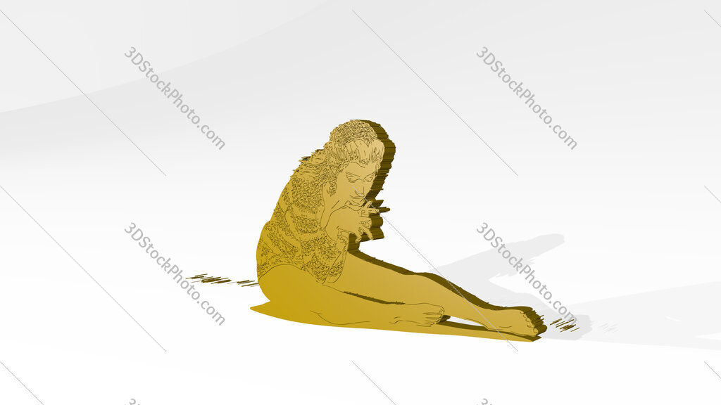 girl on the floor 3D drawing icon on white floor