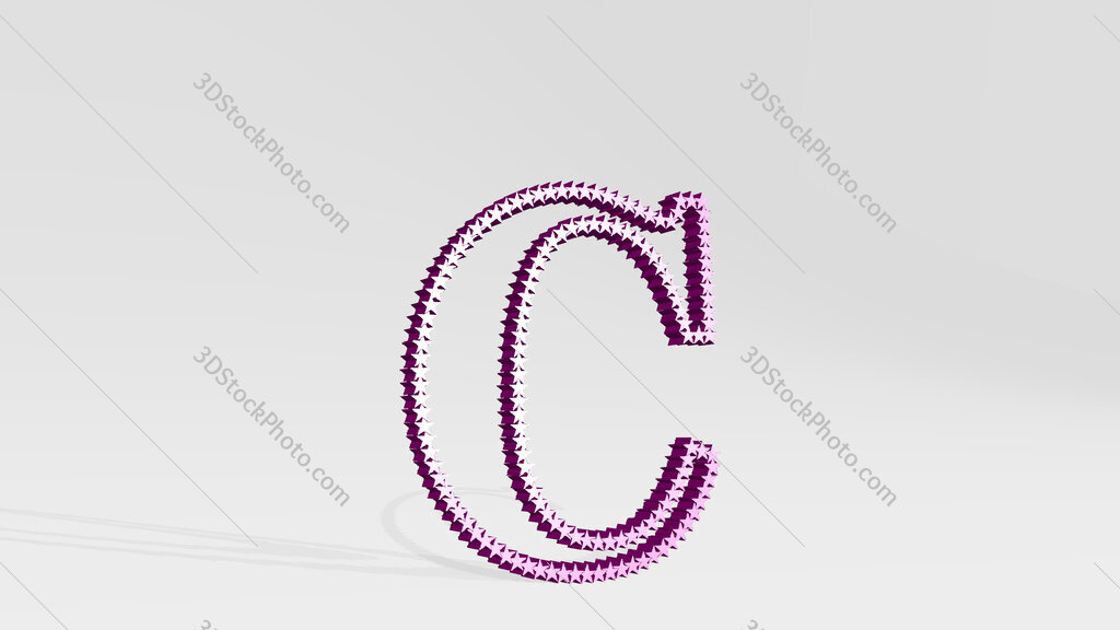 letter C made of stars 3D drawing icon on white floor