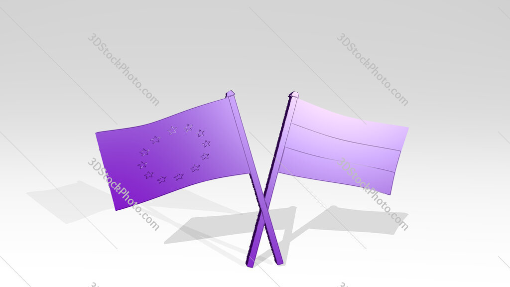flags 3D drawing icon on white floor