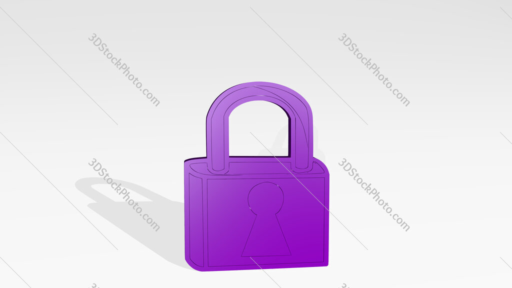 lock 3D drawing icon on white floor