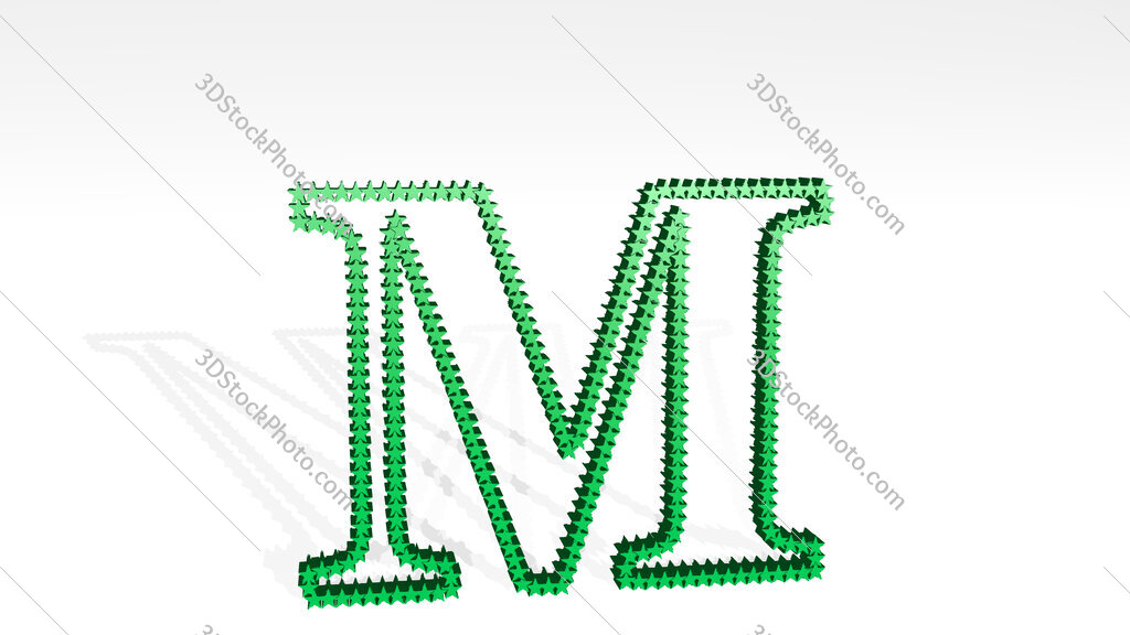 letter M made of stars 3D drawing icon on white floor