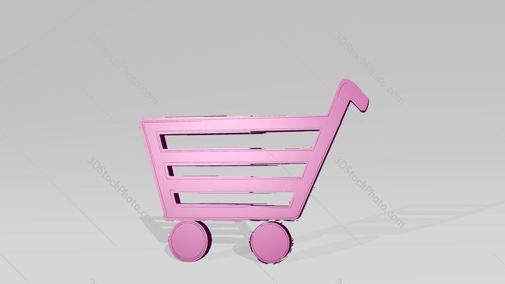 shopping cart 3D drawing icon on white floor